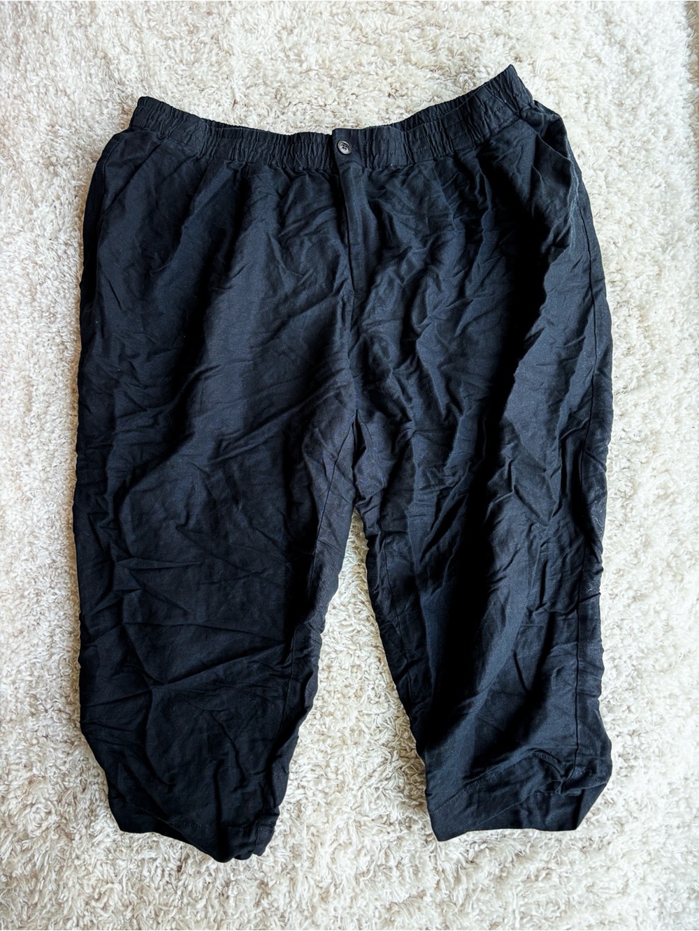 Madewell Women’s Linen Black Casual Elastic-Waist Capris